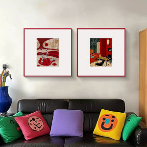 YASISHA | Dopamine Art Retro Red Positive Omen Leopard Decoration Painting