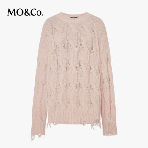 MO&Co. | Cable Knit Wool and Alpaca Sweater with Holes