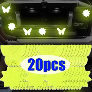 20PCS High-Visibility Car Reflective Sticker Car Night Safety Driving Warning Decals Motorcycle Bicycle Helmet Waterproof Butterfly Gear Sticker
