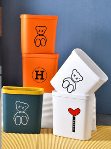 Slim Long-Shape Kitchen Bathroom Waste Bin Color Contrast Compact Size for Narrow Gap Home Use Flat Long Form Trash Can
