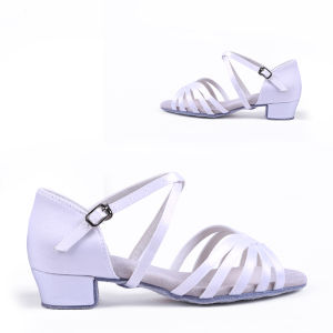 White Dance Shoes for Girls Beginner Latin Dance Soft Bottom Performance Competition Shoes Childrens Fitness Sport Shoes