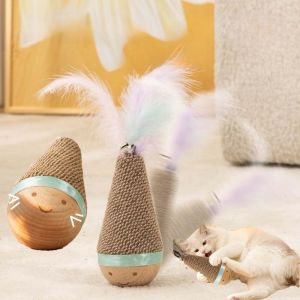 Cat Tumbler Wobbler Toy Bite-resistant Feather Agave Chew Toy Teeth Cleaning Interactive Pet Cat Supplies