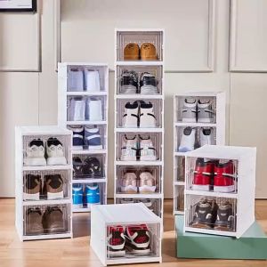 BW-C867 Rak Sepatu Lipat Anti Debu Lemari Multifungsi Serbaguna / Rak Susun Kotak Sepatu Portable Lemari Plastik Shoe Box Praktis MultiLayer