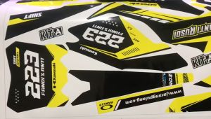 Decal KLX 150 BF Kuning Hitam Simple