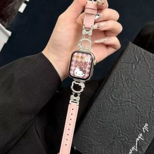 Sanrio | Elegant INS Hello Kitty Metal Chain Watch Band Case for Samsung Galaxy Watch 9 8 7Ultra 7-4 Classic Girlish Steel Bracelet Strap