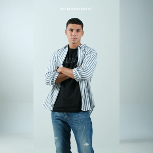 Bombboogie Kemeja Pria Regular Helinski White Navy 24946B5WV