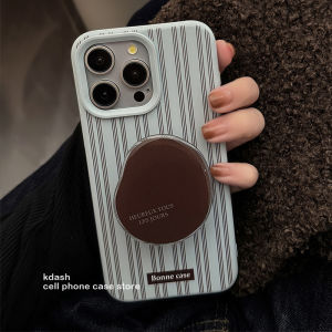 เคสโทรศัพท์แบบครอบเต็มลายทางสีน้ำเงิน Coffee Bean พร้อมขาตั้ง สำหรับ Apple iPhone 16 pro 15 pro 14 pro Max 13 pro 12 pro รุ่นใหม่