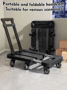 Foldable Trolley Bag with Wheels Heavy Duty Trolley Folding Cart Personal Grocery Shopping Cart