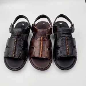 Dép Sandal Nam Da Bò Thật 100% DONAVY Hàng May Đế Chắc Chắn Dép Quai Hậu Đế Chống Trơn Trượt Cao 03cm - DSANDAL