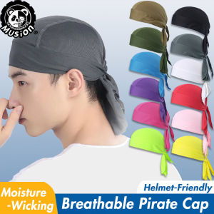 Musion Durag for Men Cycling Pirate Hat Breathable Mesh Pirate Bandana Cap Sweat Absorbent Helmet Inner Head Cover Skull Cap for Rider