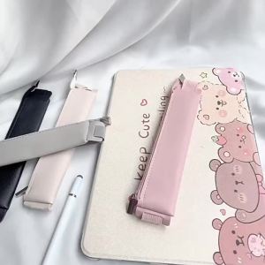 1pc Solid Color Notebook Pen Cover Pen Holder Pu Single Storage Elastic With Pen Bag