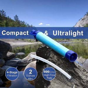 1pc Outdoor Water Filter Personal Straw Water Filtration System Emergency Survival Water Purifier For Camping Hiking Climbing