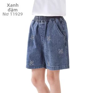 Quần Short Jean Bông Thời Trang Dáng Rộng Cho Bé Gái
