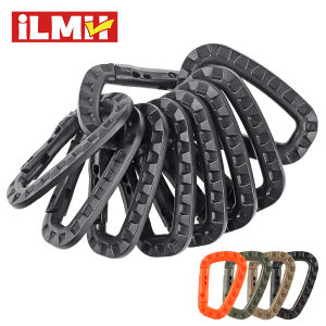 5Pcs Tactical 3.5" Plastic Carabiner Molle Clip Keychain D-Shape Hard Spring Snap Gear Hook Outdoor Camping Hiking EDC Tools