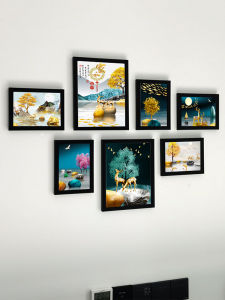 Modern Minimalist Living Room Decorative Artwork Luxury Sofa Background Wall Photo Frame New Chinese Style Rectangular PS Material