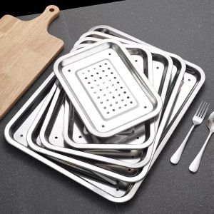 Multipurpose Kitchen Service Tray with Holes Stainless Steel