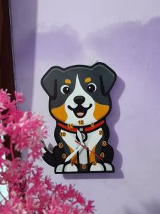 Jam Dinding Aesthetic Karakter Anjing Hitam