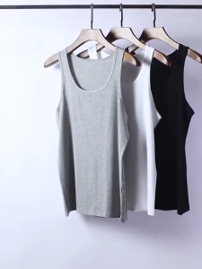 PaulWeekend เสื้อกล้ามผู้ชายเสื้อกั๊กแขนกุดแบบลำลองรูปตัว I ระบายอากาศได้ดี