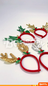 Bando Rusa Natal Glitter Borci Bel Besar (V89) | Telinga Glitter (V91) | Headband Xmas Lucu