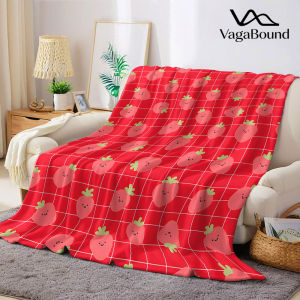 BILIBILI | Red Grid Strawberry Flannel Blanket Warm Soft Halloween Christmas Decorative Couch Warm Cozy All-Season Gift