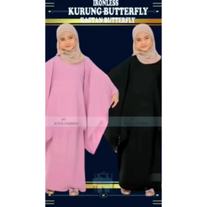 BAJU WANITA KAFTAN BUTTER FLY IRONLESS MODAL BUDAK HASNAH