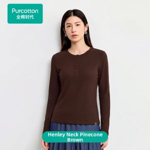 Purcotton | Elastic Knit Cotton Round Neck Base Shirt Single Wear Versatile Simple Spring Summer