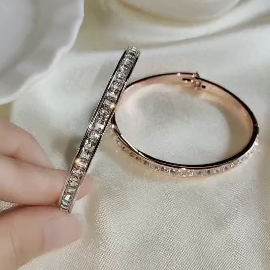 Her Jewellery Chic Bangle (White Gold) Luxury Crystal - Main Image