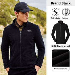 Jeep | Jeep Mens Outdoor Fleece Jacket Thickened Stand Collar Windproof Breathable Wear Resistant Warm Lightweight Anti-static Coat
