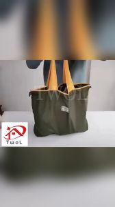 TWOL 1pc Reversible Tote Bag Grocery Bag Drawstring Lightweight Washable Shopping Bag