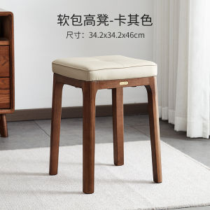 Simple Luxury Wooden Makeup Stool Soft Padded Square Home Stool Stackable Dining Bench for Living Room Comfortable Seating