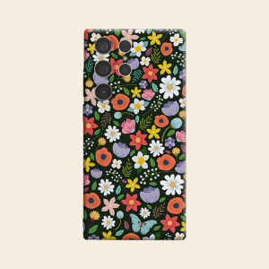 Dark Ditsy Floral Print Luxury Fashion Full Lens Protective Case for Samsung Galaxy S26 S25 S24 A56 A36 Plus Ultra