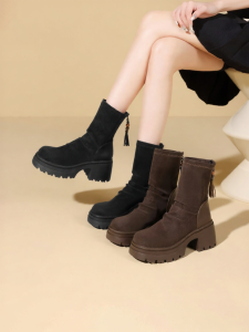 Josiny | Warm Lined Thick Sole British Style Short Boots