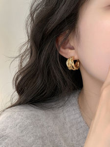 Minudo S925 Silver Needle Multi-Layer Earrings Personality High-End Sensation Niche Design Fashionable Ear Cuffs Cool Style New 2024