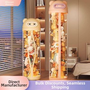 Transparent Cylindrical Toy Storage Box With Lid