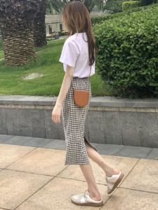 Plaid Mini Skirt Womens High Waist Straight A-Line Skirt Bodycon Midi Skirt Summer 2025 Trendy New Arrival Checkered Skirt