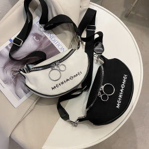 กระเป๋าคาดเอวผ้าแคนวาสสะพายข้างแบบสะพายไหล่ข้างเดียวสำหรับผู้หญิง กระเป๋าสะพายข้างผ้าลายสก็อตสไตล์สตรีทแฟชั่นใหม่ปี 2025 ขนาดเล็ก