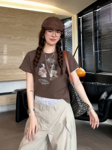 European Goods Fashion Retro Chic Sweet Top Summer Womens Clothing New Niche Design Print Short Sleeve T-Shirt Women