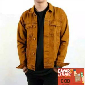 Jaket Jeans Denim Tebal Pria Kuning Mustrad M~Xxxl