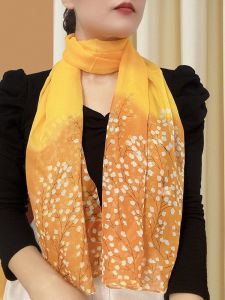 Fashionable Spring Summer Autumn Winter Womens Shawl Small Silk Scarf Sun Protection Chiffon Long Stripe Gift for Mom