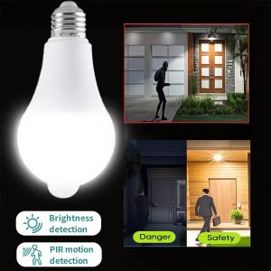 Motion Sensor LED Light Bulb E27 B22 PIR Motion Activated Dusk to Dawn Indoor Outdoor LED Light Bulb For Garage Front Door Porch