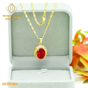 Dây Chuyền Nữ Vòng Cổ Mặt Đính Đá Titan Xi Mạ Vàng Non 18k 24k Cao Cấp (Không Bị Xỉn Đen) - Trang Sức Hava Hong Kong