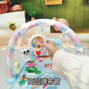 เพลยิม เพลยิมเปียโน สีพาสเทลน่ารัก ลายการ์ตูน มีไฟ มีเสียงดนตรี เปลเด็ก ที่นอนเด็ก เพลยิมโมบาย  เสริมพัฒนาการพร้อมแป้นดนตรีเปียโน