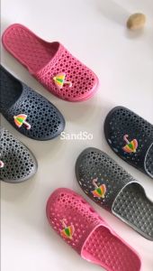 SandSo - Q5 Polos Sandals Wanita Perempuan Karet Jelly Sandal Slip On Slipper Slide Flat Flip Flop Flipper Teplek Flat  Slop Selop Casual Kasual Sendal Rumah Pantai Kamar Mandi Anti Slip Air Empuk Cewe Cewek Rubber Sol Sole Waterproof Serbaguna Lentur