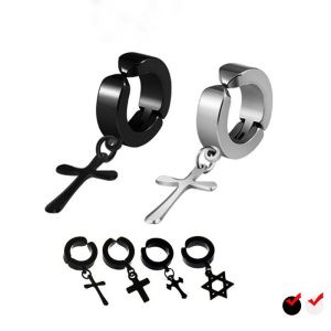 Khuyên Tai Nam Không Cần Bấm Lỗ Khuyên Tai Kẹp Nhiều Lựa Chọn (1 chiếc) chữ thập ngôi sao Beo Chan