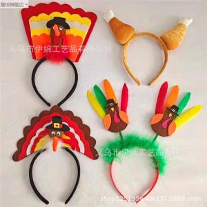 Thanksgiving Day Party Props Colorful Chicken Feather Headband Turkey Leg Headband Chicken Feather Hair Accessories