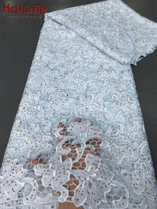 Kalume Africain Swiss Voile Lace in Switzerland 2024 High Quality Nigerian Cotton Lace Fabric for Wedding Dress Dry Lace F4021