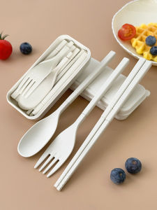 ชุดตะเกียบและช้อนทำจากข้าวโพด พร้อมกล่องใส่ สามารถพับได้ ใช้งานสะดวก สำหรับนักเรียนและผู้สูงอายุ