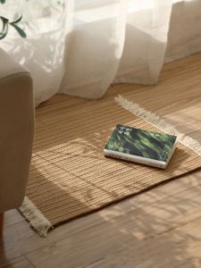 Japanese Style Yellow Linen Tassel Floor Mat Rope Woven Balcony Carpet Tea Table Square Rug Home Decorations Living Room