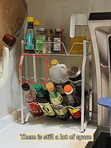 NINI 2/3/4 Tier Kitchen Organizer Rack Stainless Steel Countertop Storage Shelf Spice Rack Pantry Storage Organizer for Kitchen Space Saving Solution