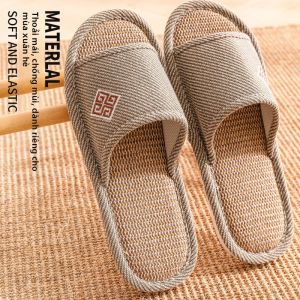 MONLEYTA | Dép nam vải lanh cotton chống trượt dùng trong nhà mùa hè 2025 Dép vải lanh cotton thoáng khí thoải mái cho thanh thiếu niên và người trung niên